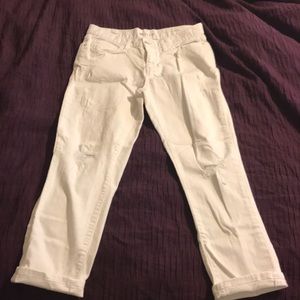 White, Boyfriend Crop jeans